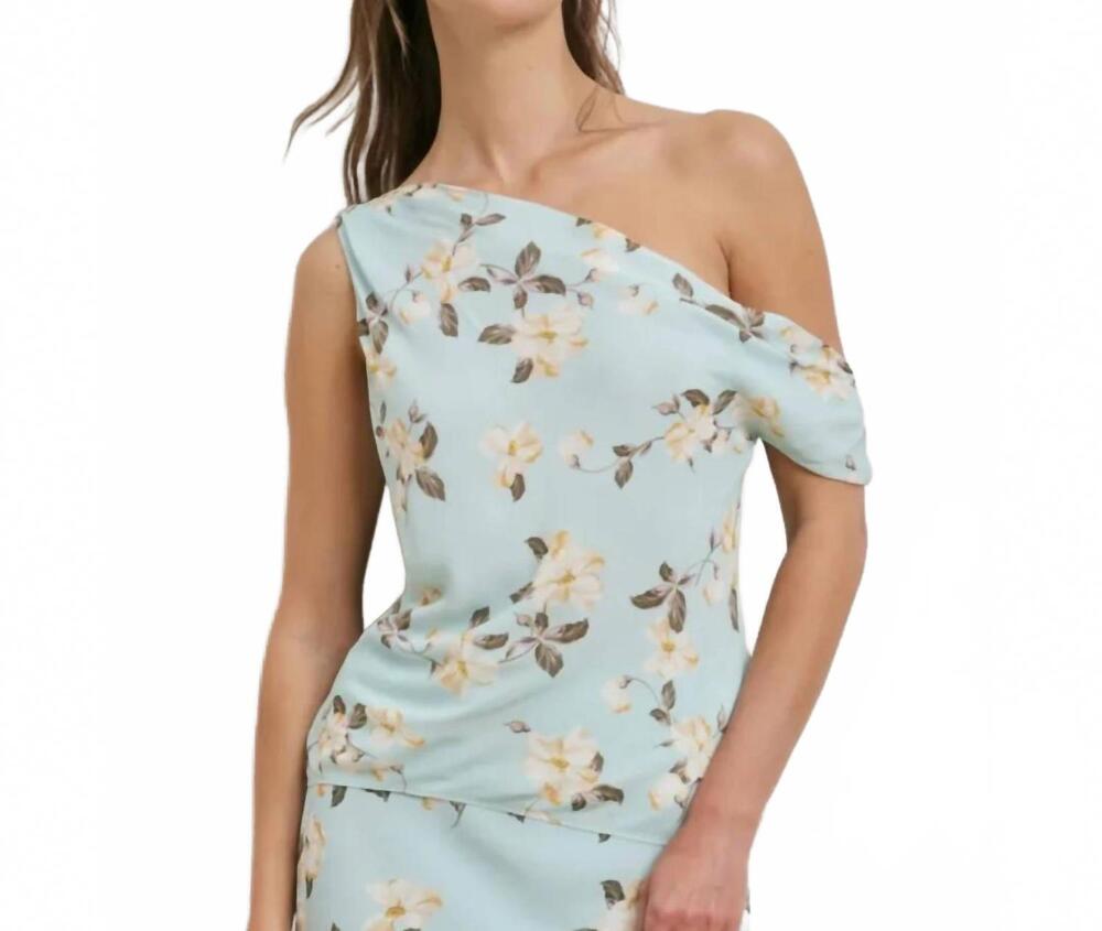 NEW FAVORITE DAUGHTER side note top in aqua floral